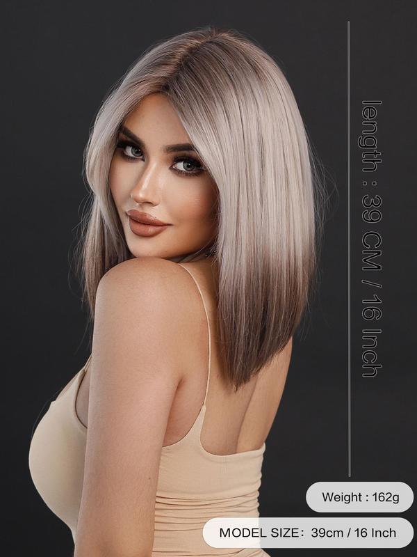 ,16 Inch Short Straight Bob Wigs for Women, Gorgeous Fluffy Wigs without Bangs, Synthetic Lace Front Wigs for Party, Daily Use, Fall Hair Trends 2024 Glueless