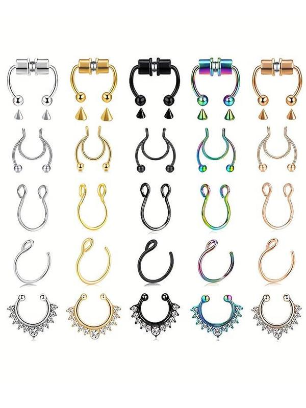 Magnetic Fake Nose Ring, Stainless Steel Fashionable Non-piercing Nose Jewelry for Women & Men, Trendy All-match & Exquisite Body Jewelry for Birthday Gift