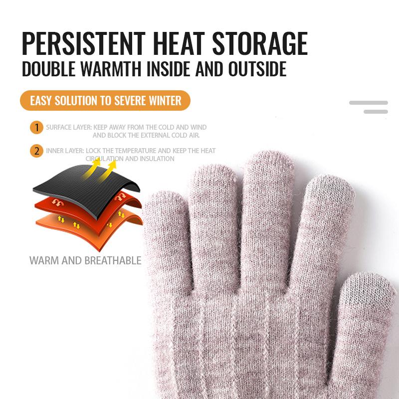 Winter Warm Touch Screen Gloves Women Stretchy Knitting Mittens Acrylic Full Finger Gloves Female Ladies Knitted Winter Gloves