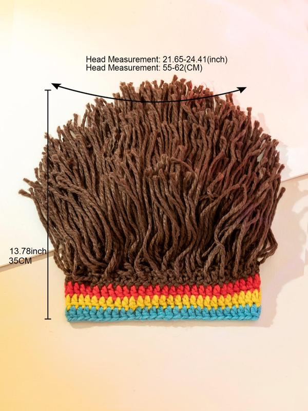 2024 Street Trend Y2k Rainbow Striped Crochet Dreadlock Beanies for Men, Summer Funny High Stretch Rasta Hair Wig Cap for Teens Boys, Cute Novelty Knitting Wig Beanie Hat for Festival Carnival