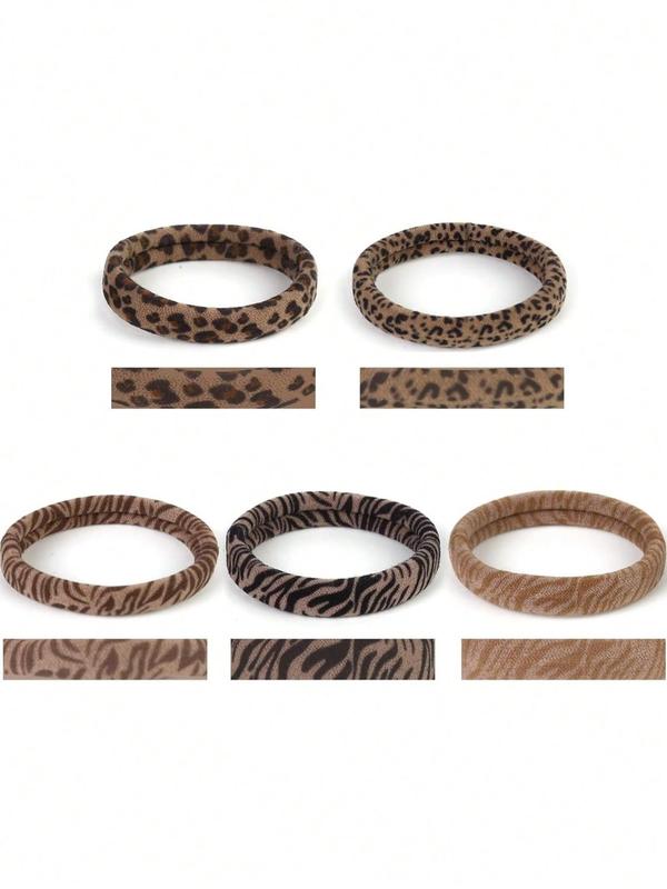 Leopard Pattern Soft Elastic Hair Ties, Hair Accessories for Women & Girls, Minimalist Headwear Suitable for Thick Hair