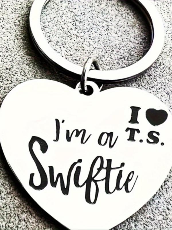 I'm A Swift Letter Pattern Keychain, Heart Shaped Stainless Steel Keychain for Women & Men, Fashion Accessories for Daily Use