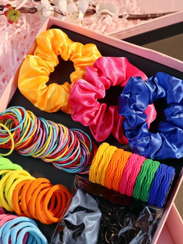 Women's Fashionable Ponytail Holders, 1 Box Casual Multicolor Scrunchies & Disposable Hair Ties, Versatile Hair Accessories As Gift for Women & Girls for Hairstyle Ideas