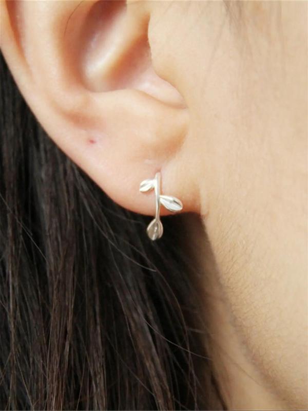 Leaf Design Stud Earrings, Cute Simple Ear Jewelry for Women, Fashion Jewelry for Party, Daily Clothing Decor, Trendy All-match & Exquisite Jewelry