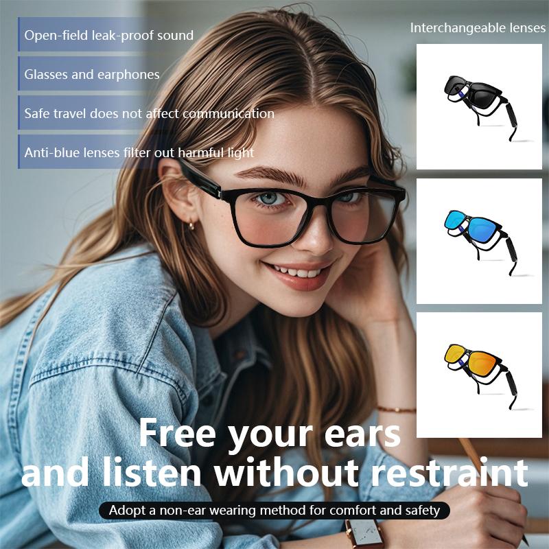 Smart Glasses,Multifunctional Anti-blue Light Glasses, Touch Control Wireless Glasses for Men Women, Bluetooth-compatible Glasses for Music & Call