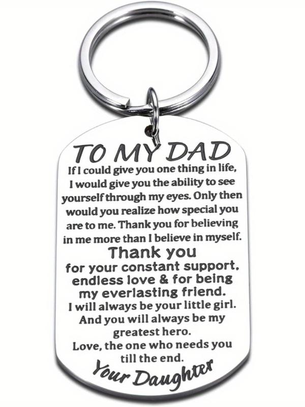 Fashion Letters Pattern Slogan Keychain, Stainless Steel Keychain for Men, Trendy All-match & Exquisite Accessories for Birthday Gift for Dad