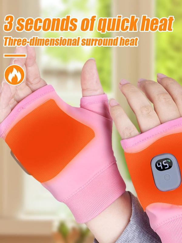 USB Rechargeable Heated Gloves, 3-level Temperature Control Fingerless Heating Gloves, Winter Hand Warmer for Work Cycling Skiing Outdoor Snow