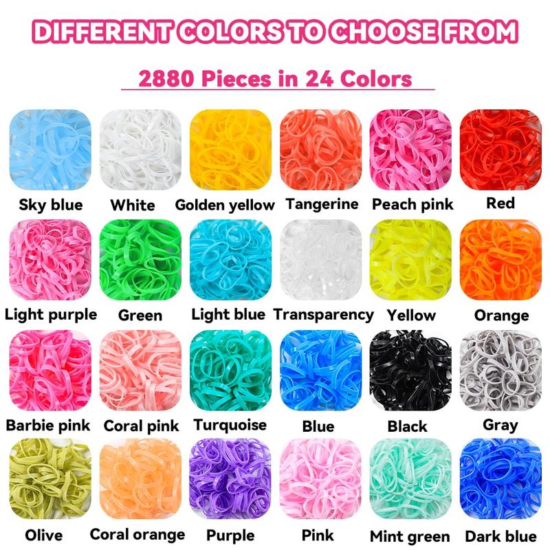 2880 Pcs Elastic Hair Ties, 24 Colors with Organizer Box, Hair Ties Hair Accessories for Girls Women, Gift for Girls