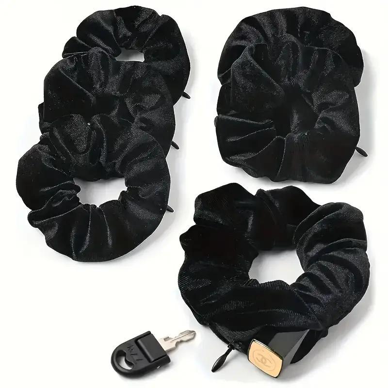 Solid Color Scrunchie with Secret Compartment, Portable Covert Storage Accessory, Hair Tie for Home Office Dormitory Outdoor