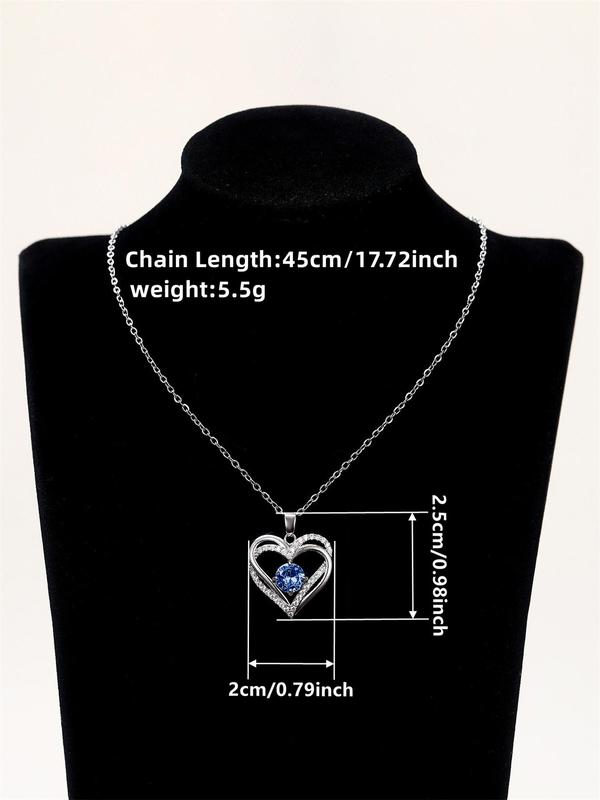 Elegant Heart Shaped Rhinestone Decor Pendant Necklace for Women for Gift, Hollow out Clavicle Chain Necklace, Fashion All-match Accessory Gift for Women and Girls