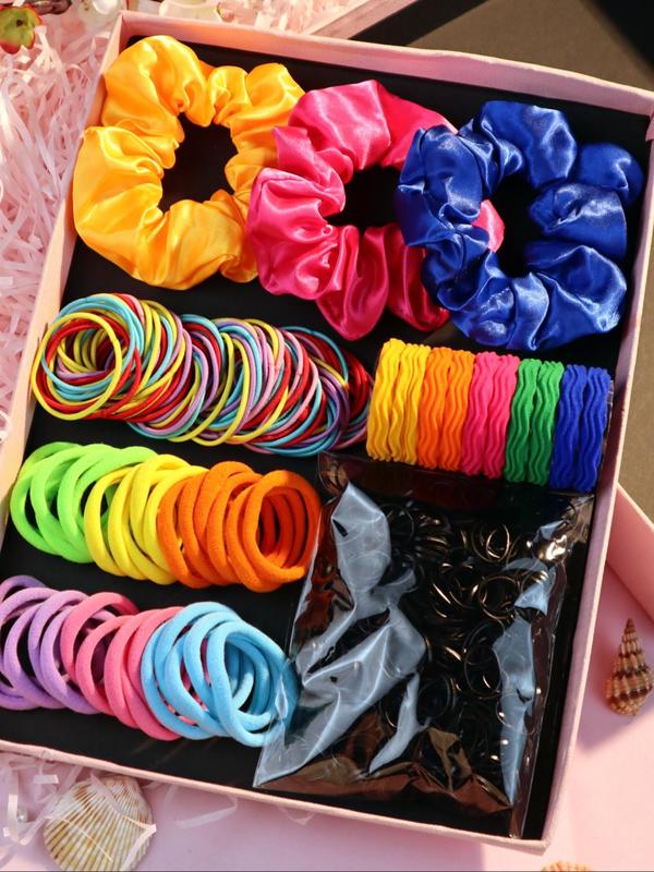 Women's Fashionable Ponytail Holders, 1 Box Casual Multicolor Scrunchies & Disposable Hair Ties, Versatile Hair Accessories As Gift for Women & Girls for Hairstyle Ideas