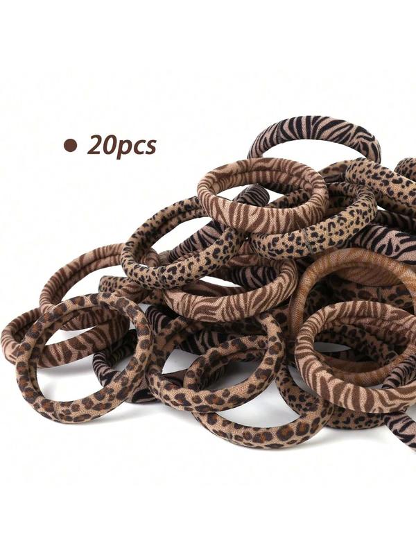 Leopard Pattern Soft Elastic Hair Ties, Hair Accessories for Women & Girls, Minimalist Headwear Suitable for Thick Hair