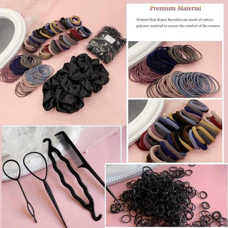 755 count Hair Accessories for Woman Set Seamless Ponytail Holders Variety Hair Scrunchies Hair Bands Scrunchy Hair Ties For Thick and Curly (Mix)