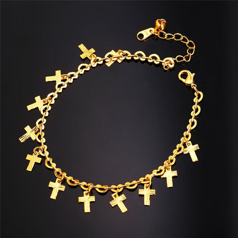 FindChic Gold-plated Anklets Barefoot Sandal Jewelry Stamp Chain Foot Leg Jewelry For Women Men Girlfriend Boyfriend