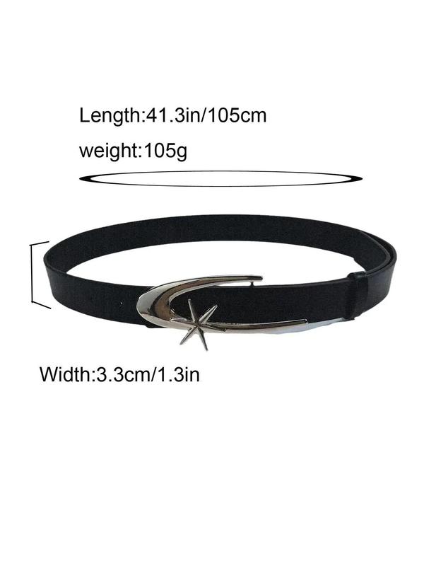 Star Design Pu Buckle Belt, Unisex Fashion Pu Leather Belt, Casual Jeans Pants Belt for Daily Clothing Decor, Trendy All-match & Exquisite Belt for Gift,  Glamour Shoes