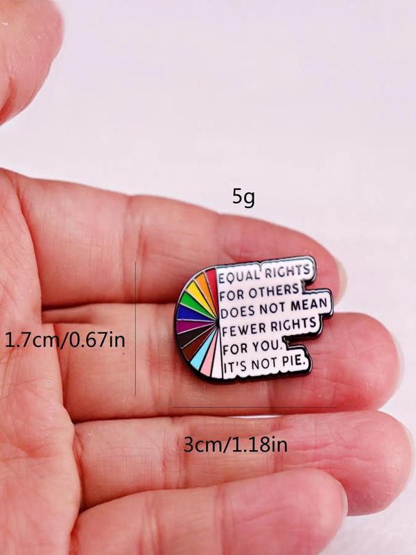 LGBT Street Style Rainbow & Slogan Pattern Brooch, Casual Trendy Geometric Shaped Design Brooch, Fashionable Clothes Accessories for Daily & Party Decoration