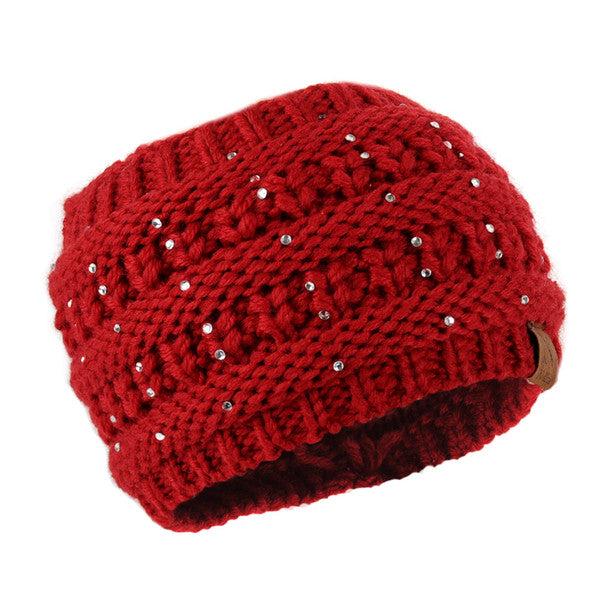 Women's Winter Headband - Knit Rhinestone Winter Headband Ear Warmer