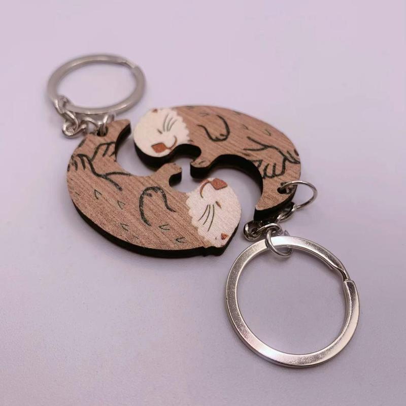 Otter Couple Design Keychain, Cute Keychain for Couple, Matching Puzzle Keychain for Bag Car Phone, Fashion Accessories for Men & Women