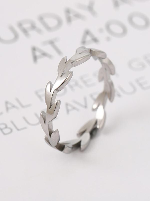 Leaf Design Basic Ring, Fashion All-match Accessories For Women & Girls, Alloy Minimalist Jewelry For Friends Gift