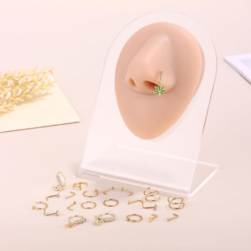 22 Gold Filled Dangle Nose Ring Hoops 316L Surgical Steel Nose Rings Hypoallergenic Nose Piercing Jewelry for Women Men