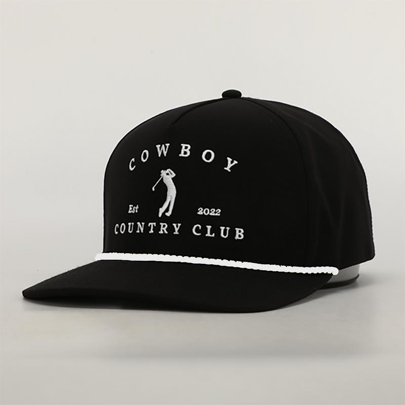 Cowboy Club Black Embroidered rope hat Gift for men