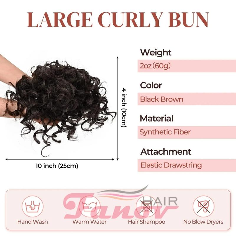 Lynk&Beauty Hair Large Puff Messy Hair Bun Elastic Drawstring Loose Wave Curly Ponytail Extension Synthetic Hair Chignon for Women Daily Use