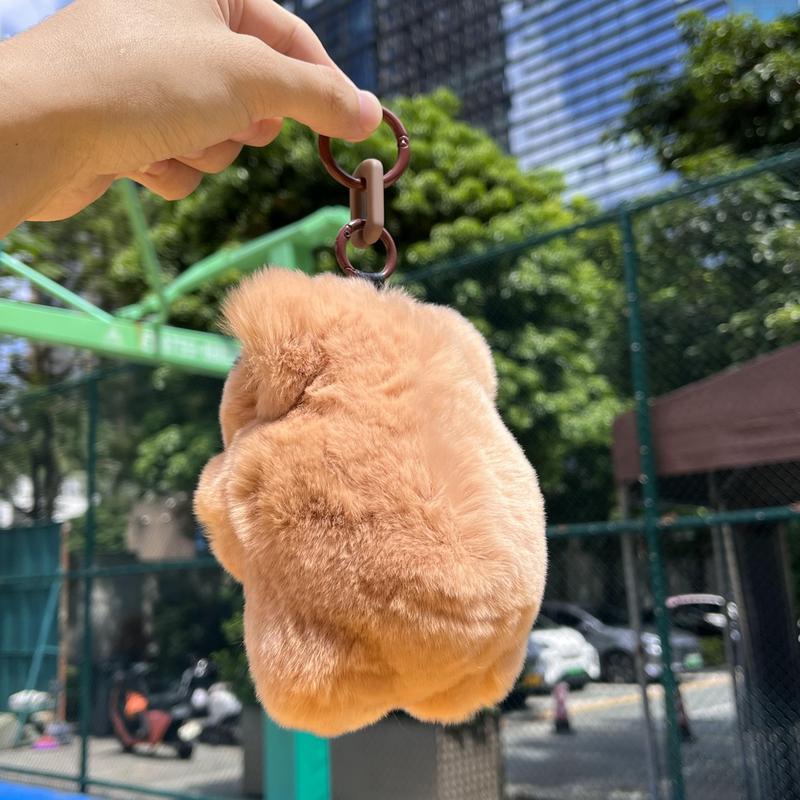 Handmade Capybara PomPom Keychain with a designed tin box, Gift for Birthdays, Anniversaries, Holidays, Special Occasions