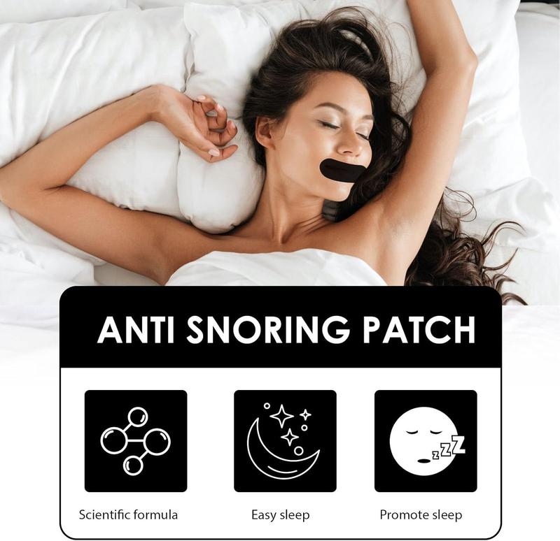 Oral tape (pack of 60 pieces), black soft- grade fabric,anti-snoring,sleep- improving breathing patch,60 pieces supplied twice a month Mouth Tape