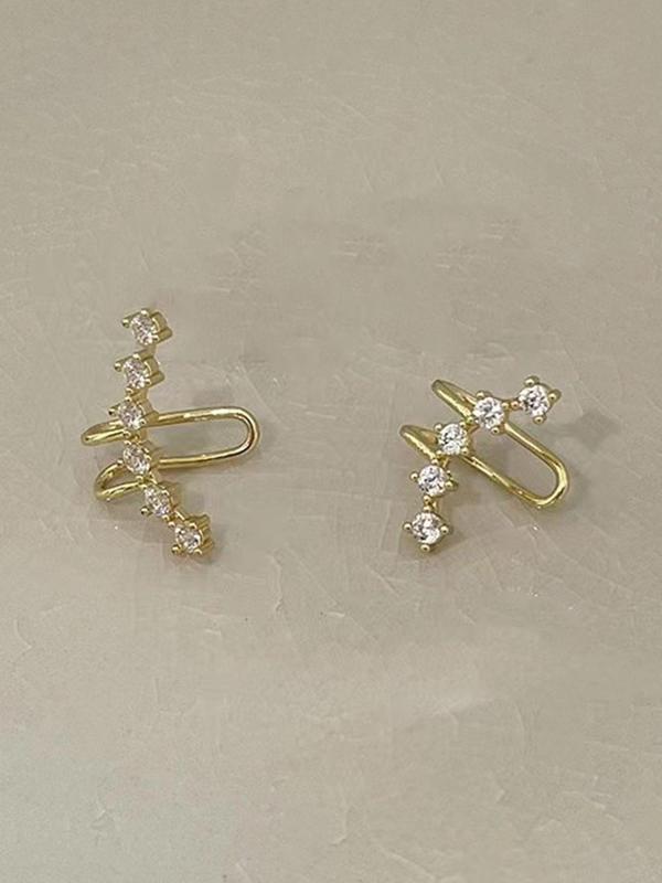 Women's Elegant Fashion Artificial Zircon Ear Cuff, 1 Pair Casual Simple Style Plain Color Ear Bone Clip, Fashionable Jewelry for Women for Daily & Party Decoration