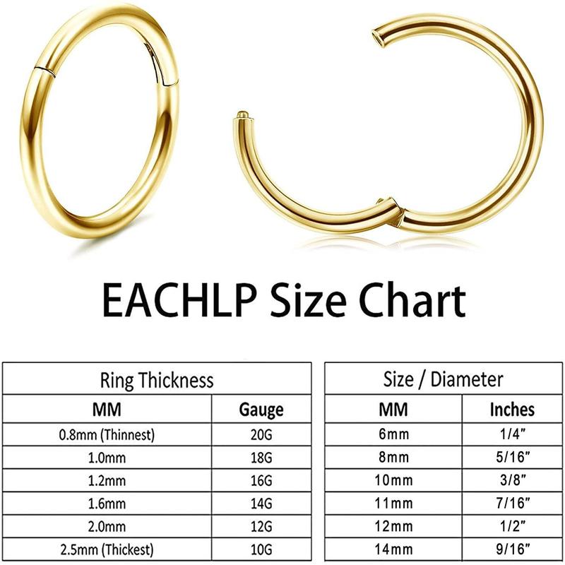 Jstyle G23 Titanium Nose Ring Hoops Septum Click Ring for Helix Tragus Cartilage Earrings Piercing Jewelry for Women Men