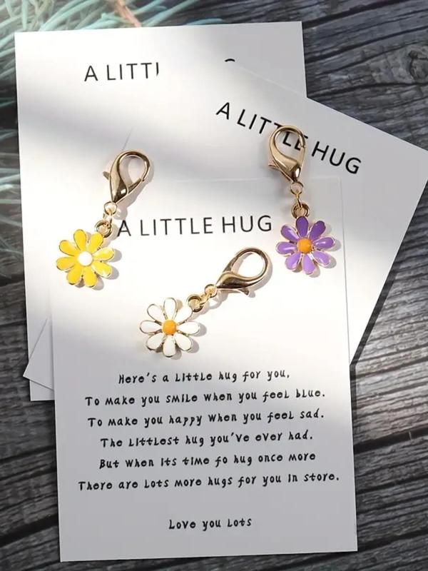 Cute Flower Design Keychain, Fashionable Keychain for Women & Men, Trendy All-match Keychain for Birthday Gift, with Card