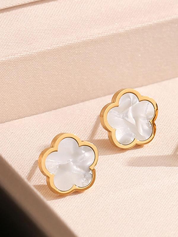 Women's Elegant Flower Design Stud Earrings, Trendy Minimalist All-match Stud Earrings, Chic Gorgeous Jewelry As Gift for Girlfriend