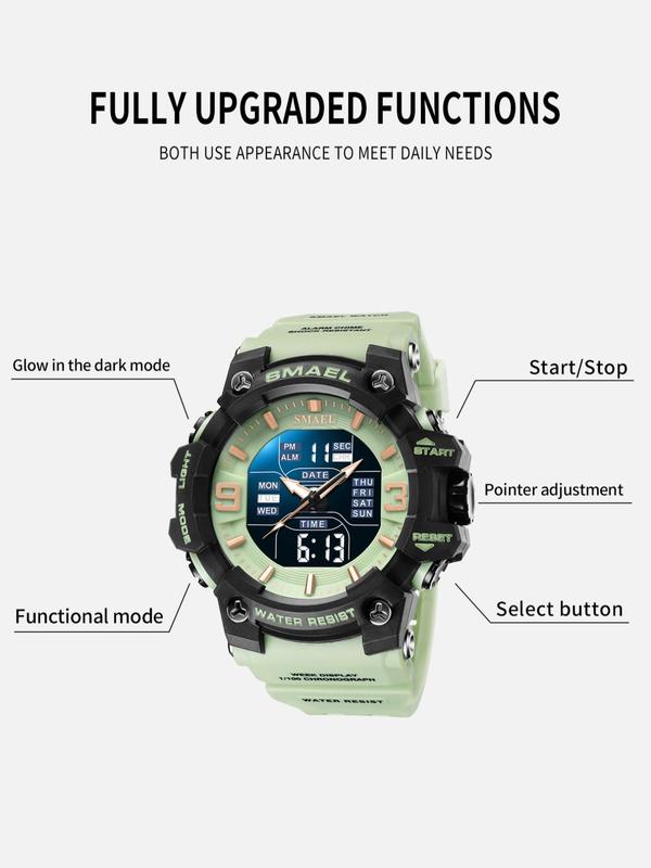 Men's Minimalist Sporty Digital Analog Dual Display Watch, Fashion Waterproof Digital Watch For Daily Life with Box