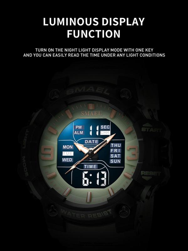 Men's Minimalist Sporty Digital Analog Dual Display Watch, Fashion Waterproof Digital Watch For Daily Life with Box