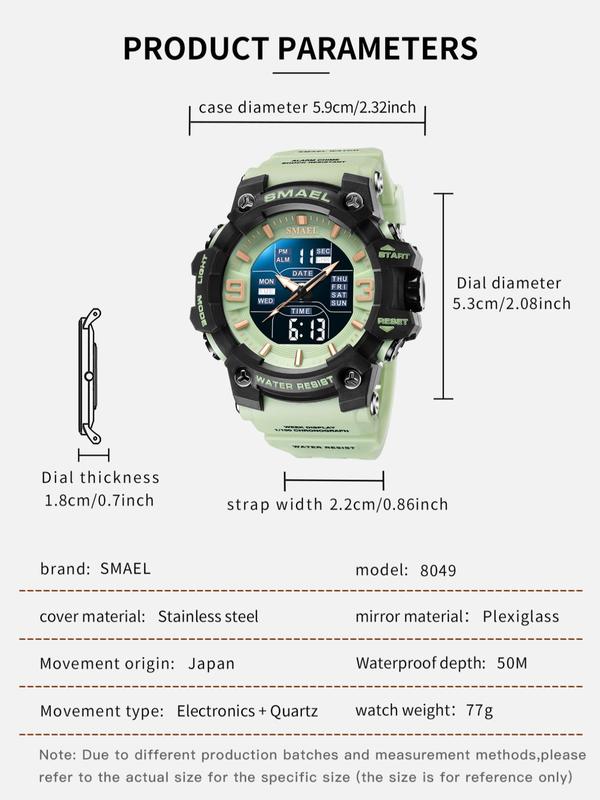 Men's Minimalist Sporty Digital Analog Dual Display Watch, Fashion Waterproof Digital Watch For Daily Life with Box