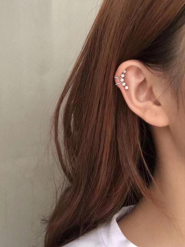 Women's Elegant Fashion Artificial Zircon Ear Cuff, 1 Pair Casual Simple Style Plain Color Ear Bone Clip, Fashionable Jewelry for Women for Daily & Party Decoration