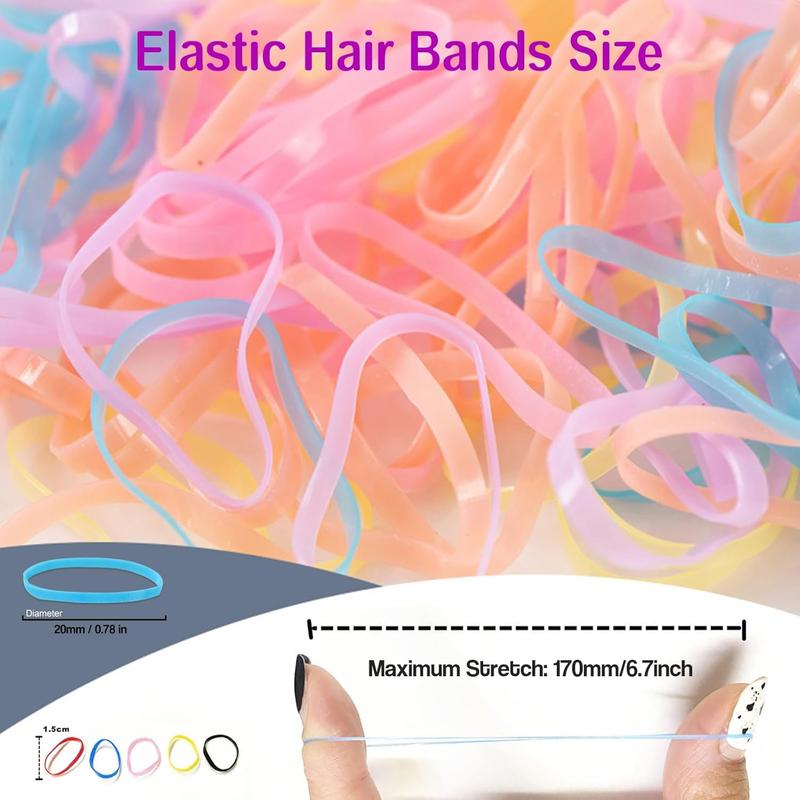 2000  Soft Elastic Mini Hair Ties, Ponytail Hair Accessories with Topsy Tail Tools for Girls (Colors)