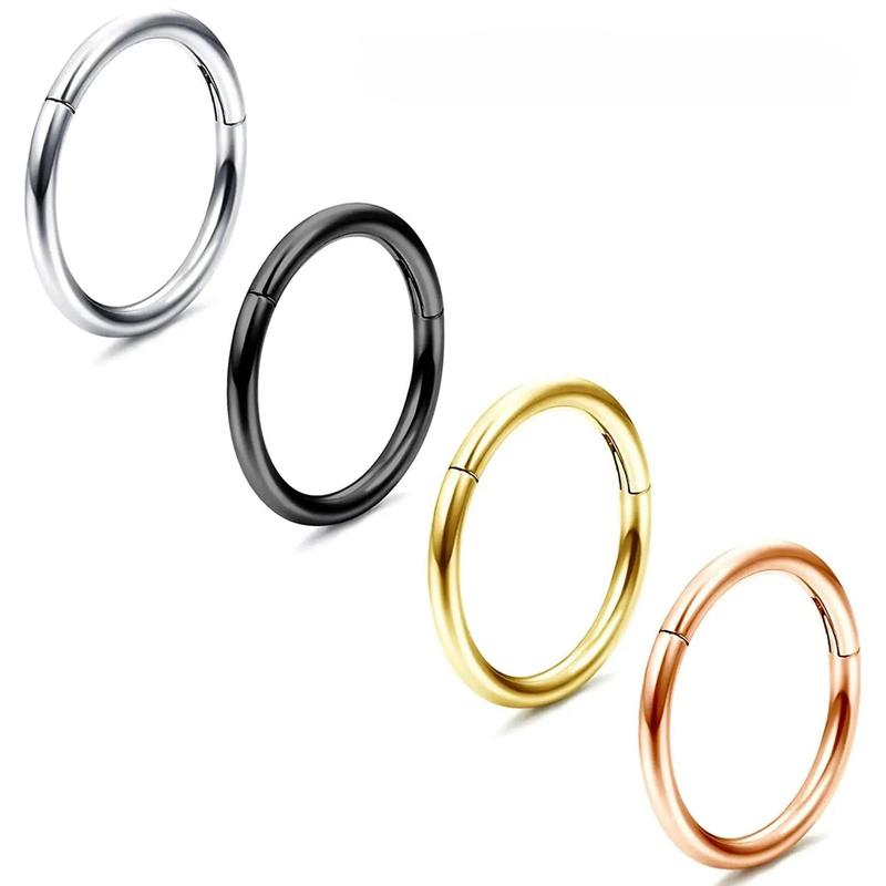 Jstyle G23 Titanium Nose Ring Hoops Septum Click Ring for Helix Tragus Cartilage Earrings Piercing Jewelry for Women Men