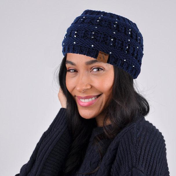 Women's Winter Headband - Knit Rhinestone Winter Headband Ear Warmer