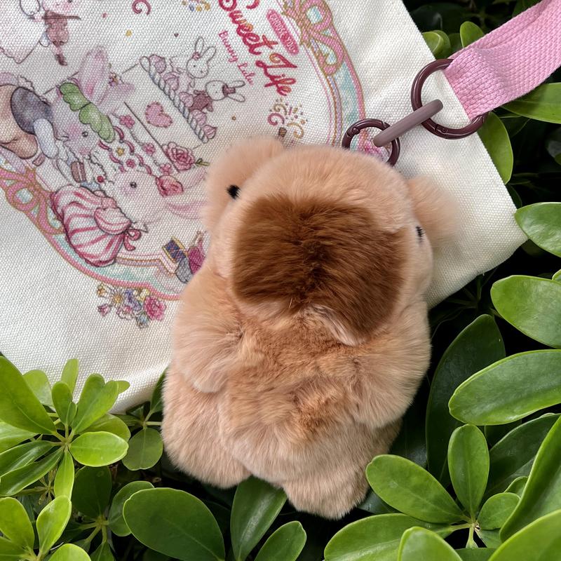 Handmade Capybara PomPom Keychain with a designed tin box, Gift for Birthdays, Anniversaries, Holidays, Special Occasions