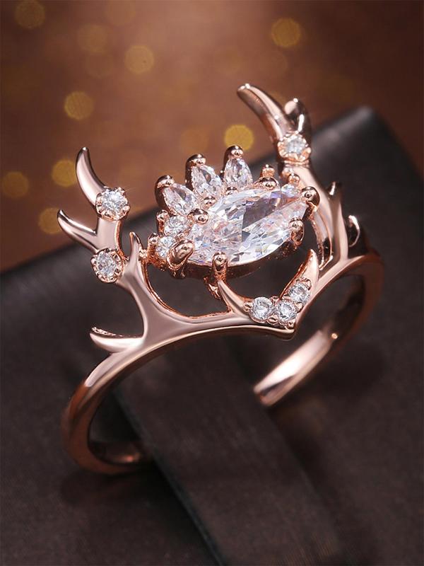 Cute Rhinestone Decorated Deer Design Ring, Fashionable Matching Jewelry for Women & Girls, Suitable for Party, Daily Clothing Decor for Gift, Back To School Accessory