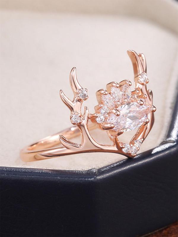 Cute Rhinestone Decorated Deer Design Ring, Fashionable Matching Jewelry for Women & Girls, Suitable for Party, Daily Clothing Decor for Gift, Back To School Accessory