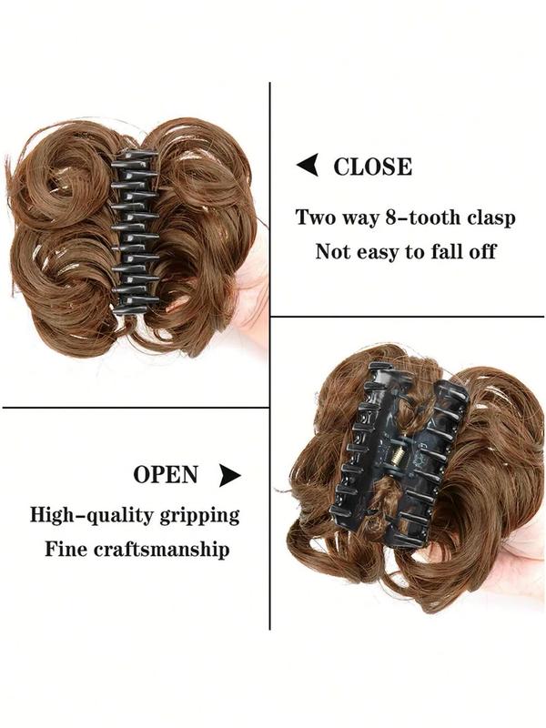 6 Inch Hair Bun, Fluffy Natural Messy Bun, Claw Clip in Hair Piece Wavy Curly Hair Bun, Ponytail Extensions Scrunchie Hairpieces, 2024 Summer Accessories