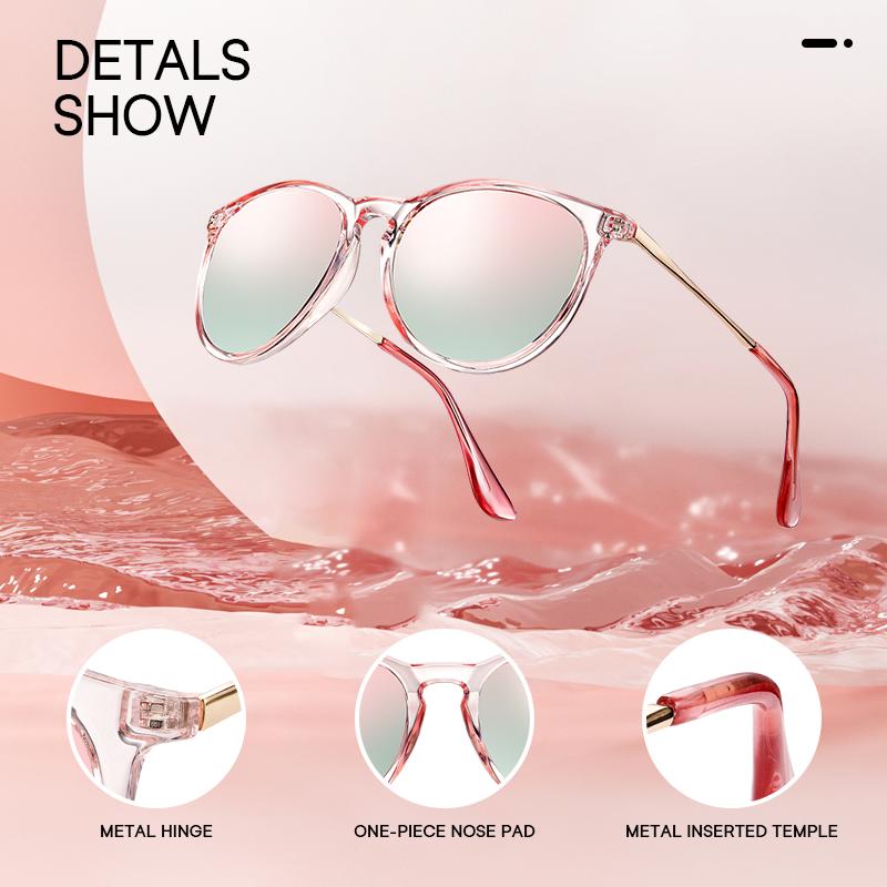 FEICE  of Polarized Sunglasses for Women, 2024 Trendy Large Glasses with Retro Mirrored Protection Lenses, Suitable for Travel, Outdoor Activities, and Driving. red square