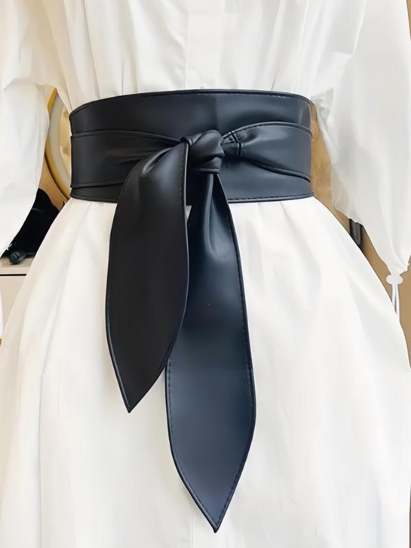 Women's Elegant Bowknot Design Wide Belt, Fashionable PU Leather Belt for Dress & Coat, Trendy All-match & Exquisite Belt for Birthday Gift