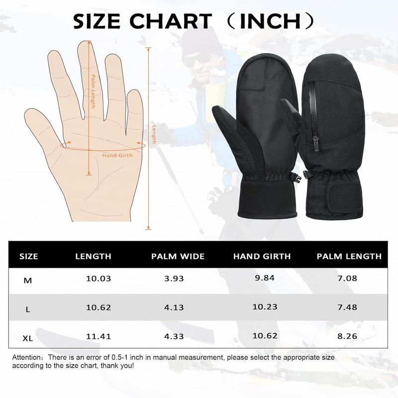 Ski Mittens for Men Women Touchscreen Snowboard Gloves Warm Waterproof Snow Gloves for Snowmobile Hiking Outdoor