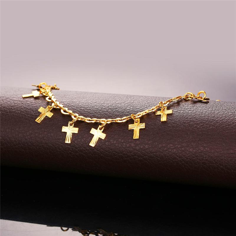 FindChic Gold-plated Anklets Barefoot Sandal Jewelry Stamp Chain Foot Leg Jewelry For Women Men Girlfriend Boyfriend