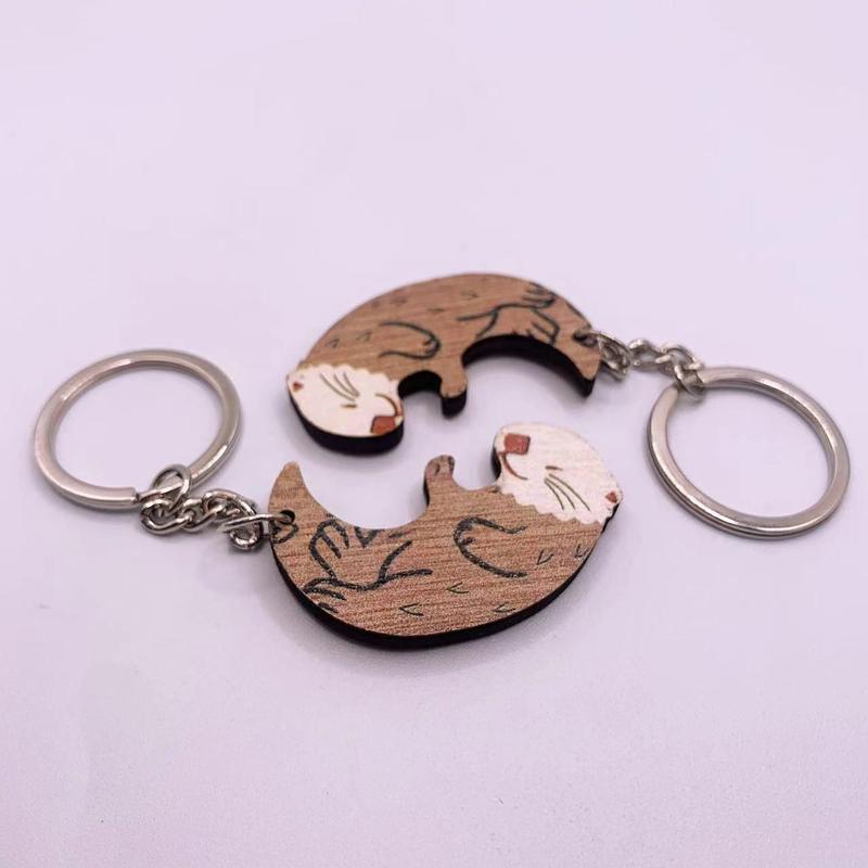 Otter Couple Design Keychain, Cute Keychain for Couple, Matching Puzzle Keychain for Bag Car Phone, Fashion Accessories for Men & Women