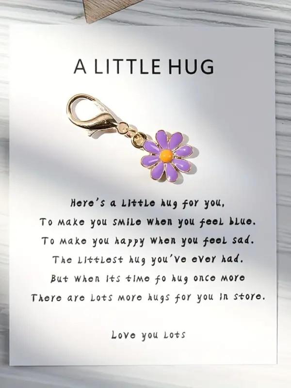 Cute Flower Design Keychain, Fashionable Keychain for Women & Men, Trendy All-match Keychain for Birthday Gift, with Card