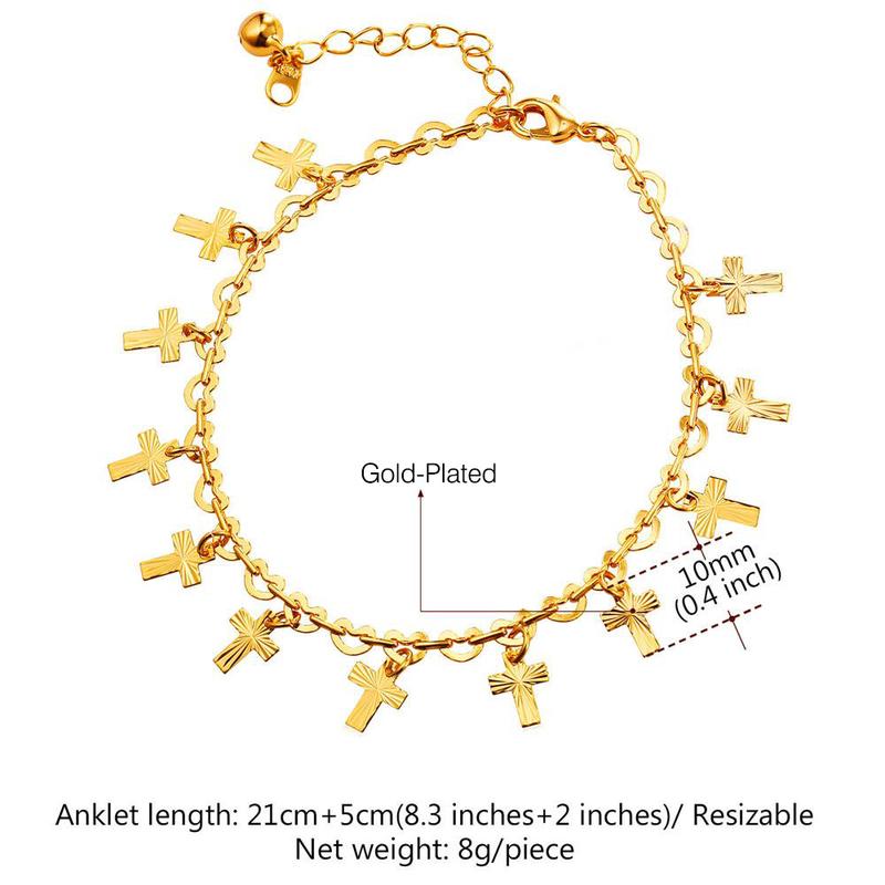 FindChic Gold-plated Anklets Barefoot Sandal Jewelry Stamp Chain Foot Leg Jewelry For Women Men Girlfriend Boyfriend